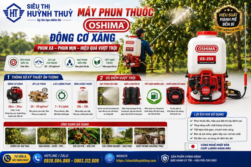 Máy phun thuốc động cơ xăng Oshima