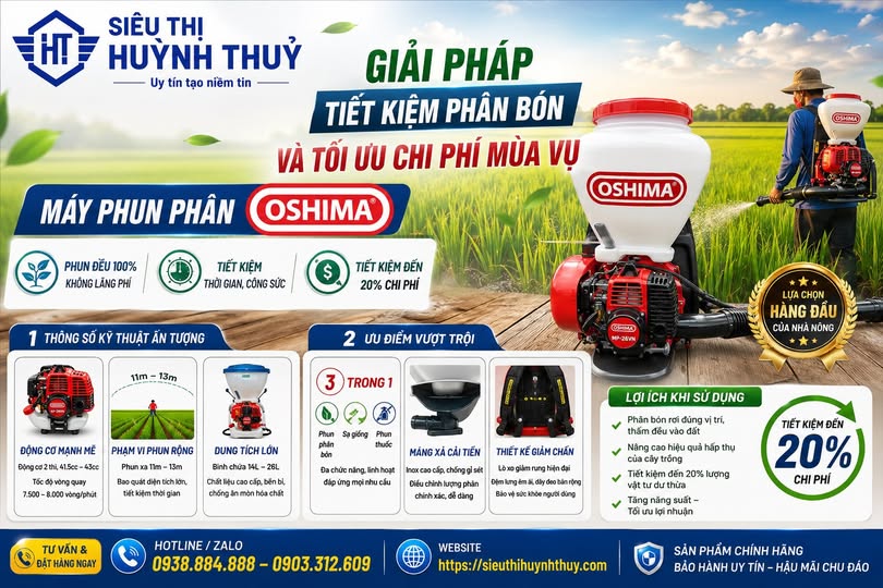 Giải pháp tiết kiệm phân bón và tối ưu chi phí mùa vụ – máy phun phân 𝐎𝐒𝐇𝐈𝐌𝐀