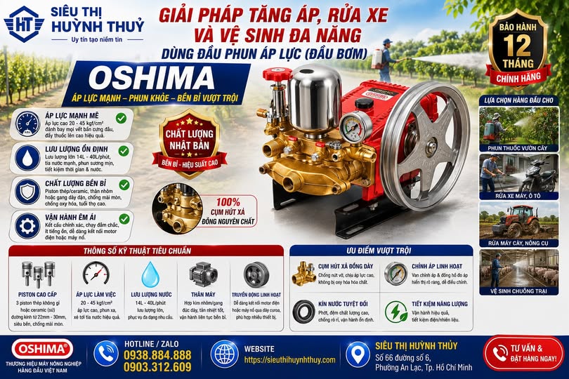   Đầu Phun Áp Lực (Đầu Bơm) Oshima Chính Hãng Công Suất Lớn Giá Tốt