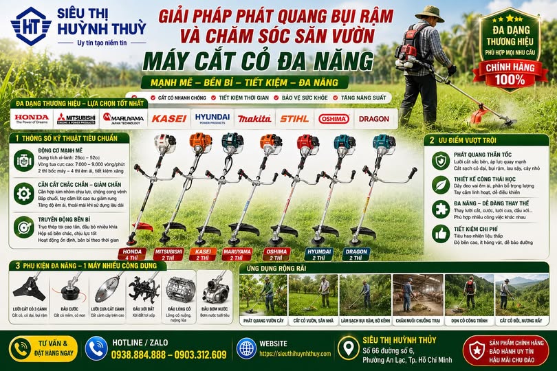   Máy Cắt Cỏ Đa Năng Chính Hãng Giá Tốt Nhất Tại Siêu Thị Huỳnh Thủy
