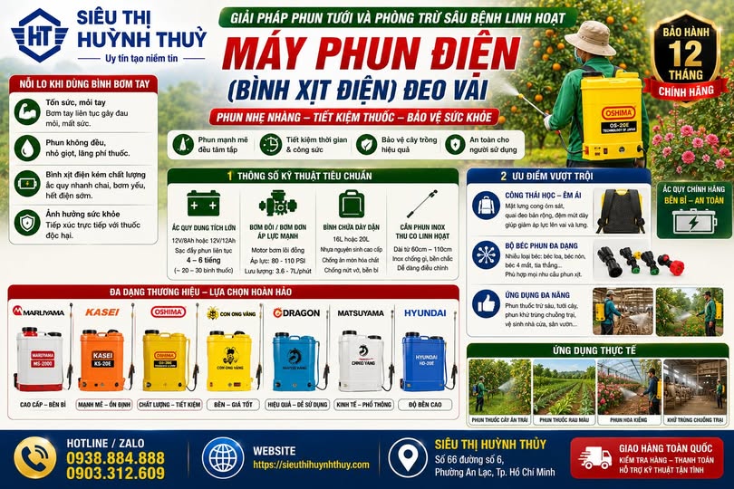 Máy Phun Điện (Bình Xịt Điện) Đeo Vai Chính Hãng Giá Tốt Nhất