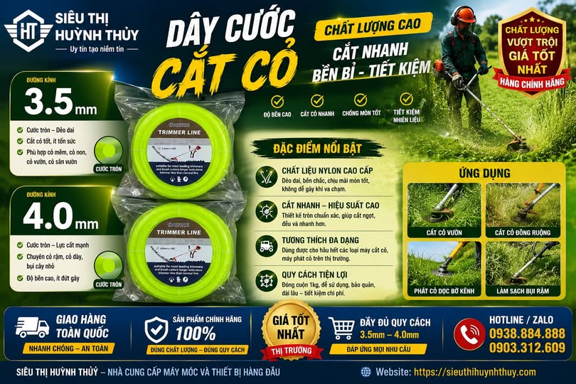   Dây Cước Cắt Cỏ Quy Cách 3.5mm Và 4.0mm