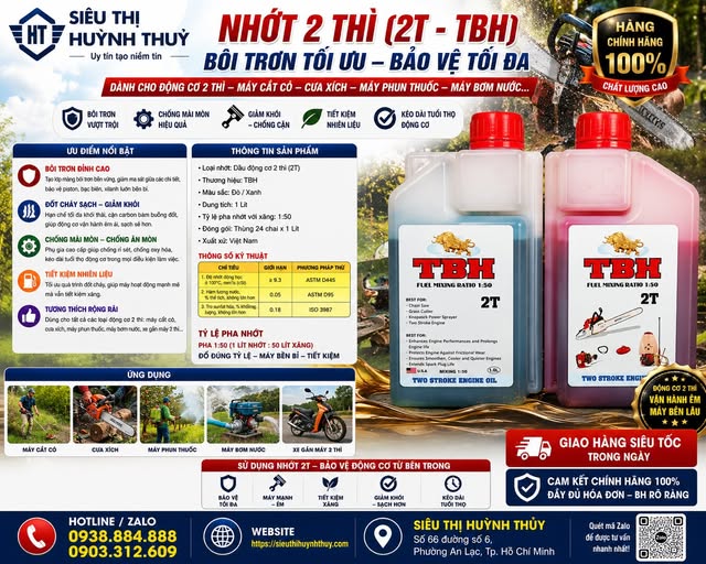   Nhớt 2 Thì TBH Chính Hãng Cao Cấp – Bảo vệ Động Cơ 24/7