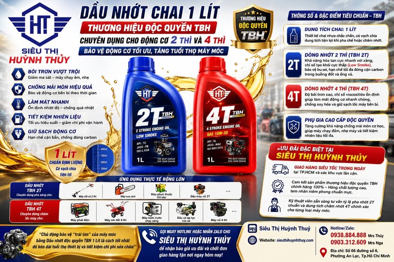 Dầu Nhớt Chai 1 Lít Thương Hiệu Độc Quyền TBH