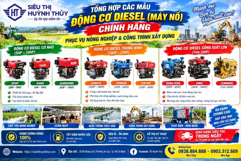 Tổng Hợp Các Mẫu Động Cơ Diesel Phục Vụ Nông Nghiệp Và Xây Dựng